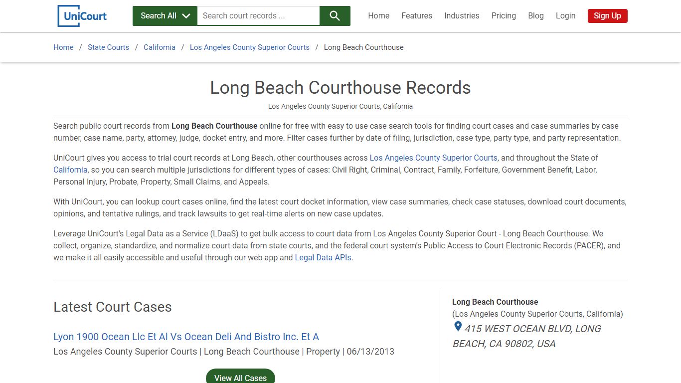 Long Beach Courthouse Records | Los Angeles | UniCourt