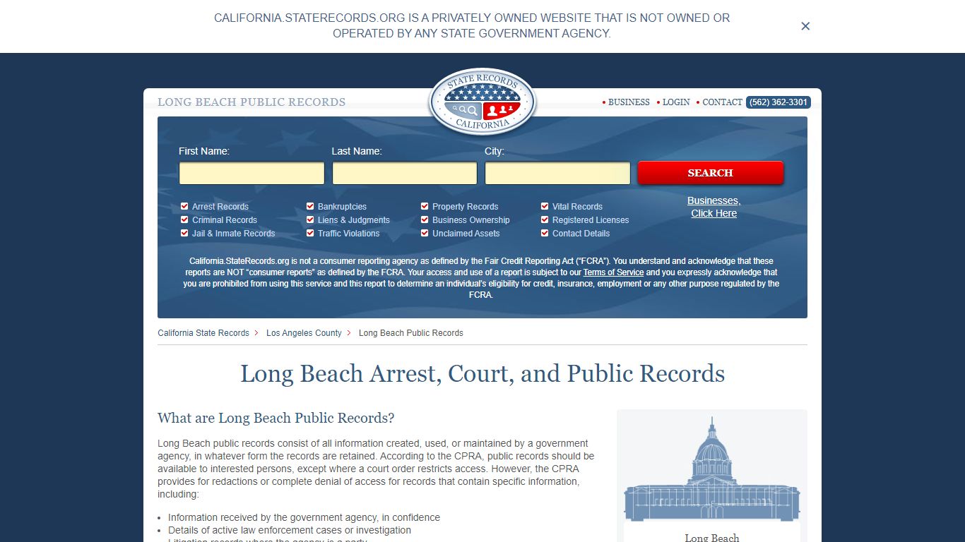 Long Beach Arrest, Court, and Public Records