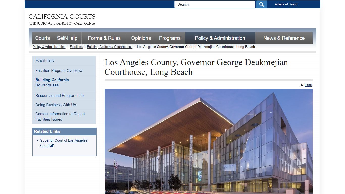 Los Angeles County, Governor George Deukmejian Courthouse, Long Beach ...
